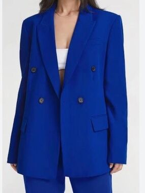 Zara Double-Breasted Royal Blue Blazer